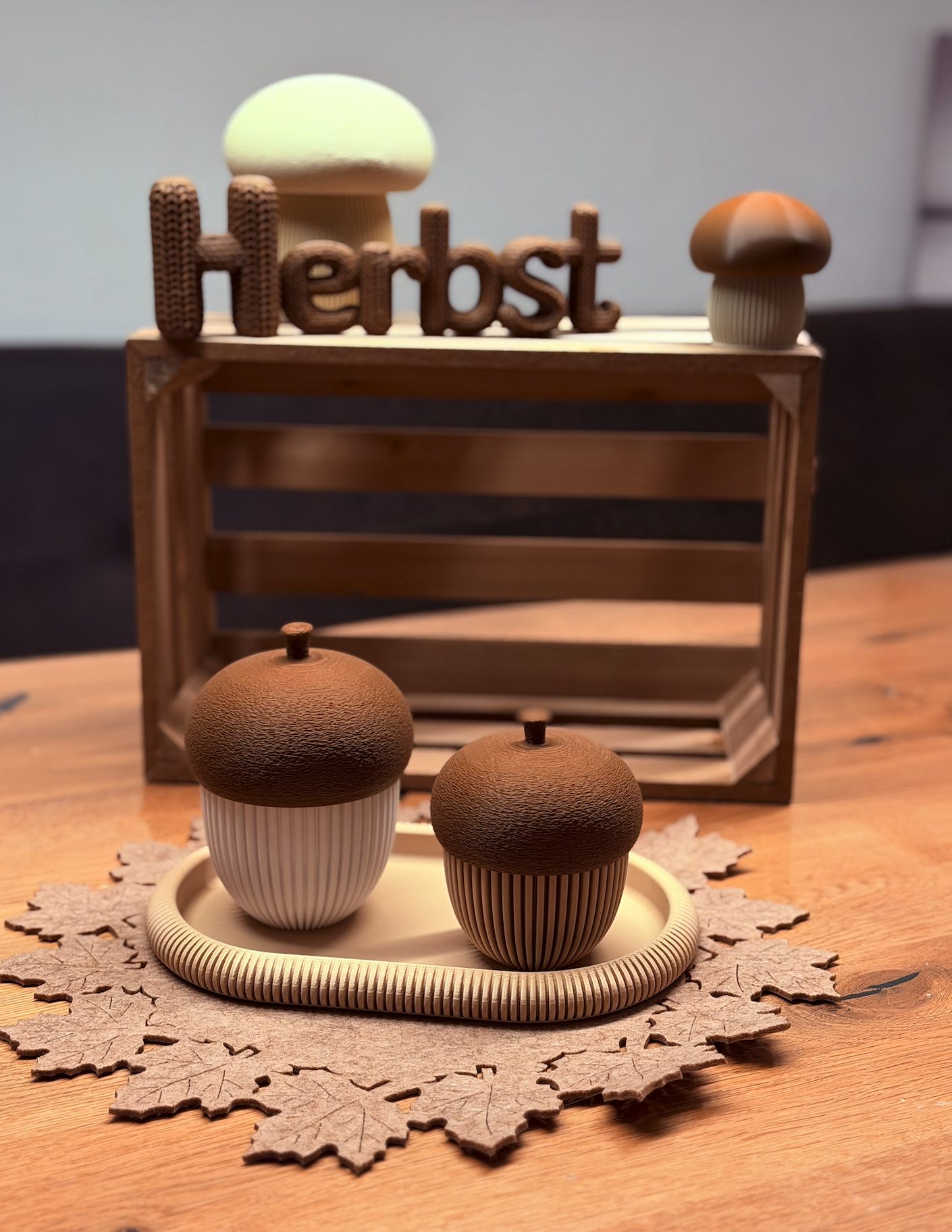 Eichelset Hellbeige / Bonewhite – 3D-Druck-Deko von 3Dstüberl.de