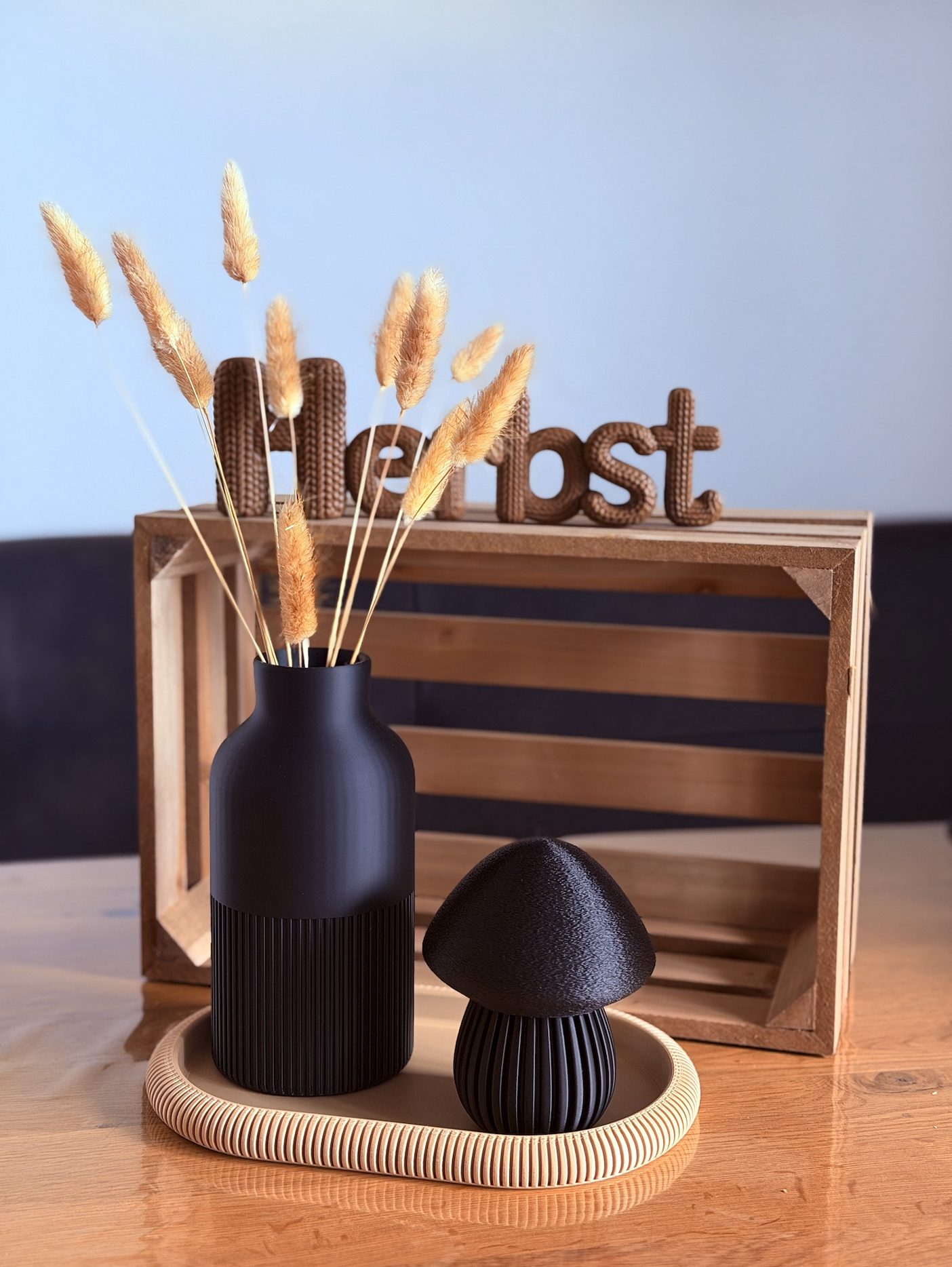 Japandi Vase mit Spitzpilz – 3D-Druck-Deko von 3Dstüberl.de
